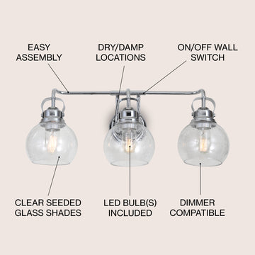 Shirley Metal/ Bubbled Glass Vanity Light
